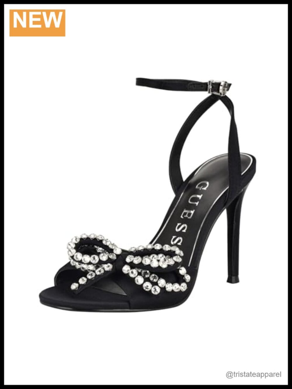 Strappy Stiletto Heeled Dress Sandals Rhinestone Bow Ankle Strap